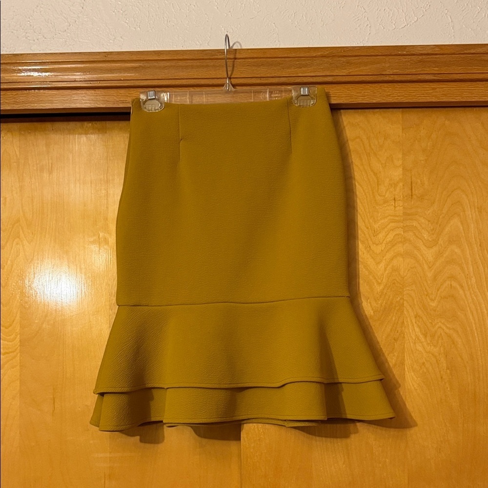 Modcloth Mustard Pencil Skirt with Ruffle Hem